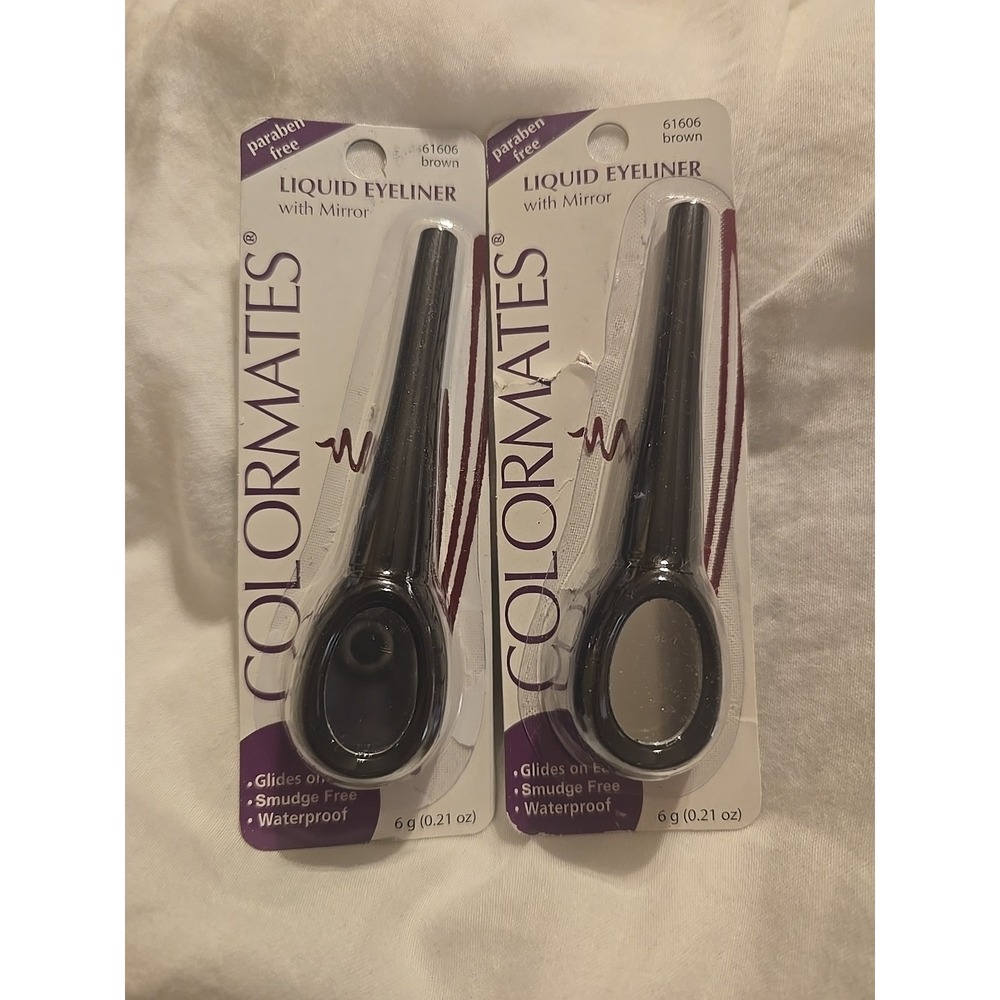 COLORMATES Liquid Eyeliner W/ Mirror #61606 Brown*Waterproof *set Of 2‎